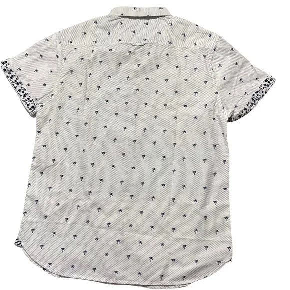 Denim & Flower Ricky Singh White Blue Palm Trees Button Down Szs Med, Lg - Picture 4 of 11